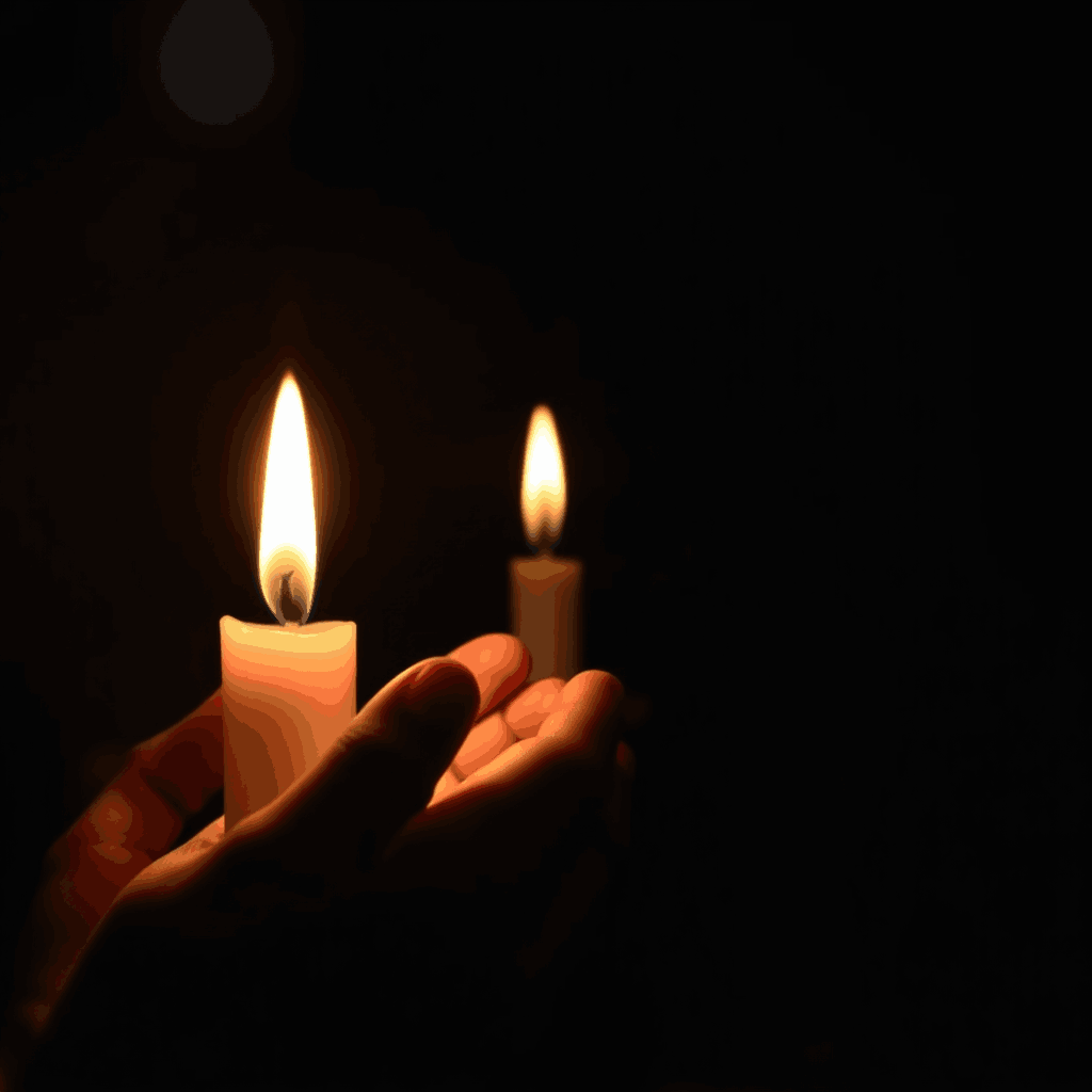 Prayer moment candlelight scene